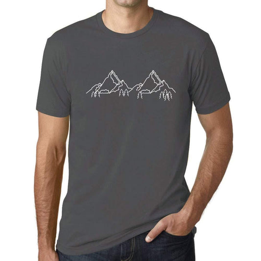 Ultrabasic - Homme Graphique Les Montagnes T-Shirt Imprimé Lettres Gris Souris