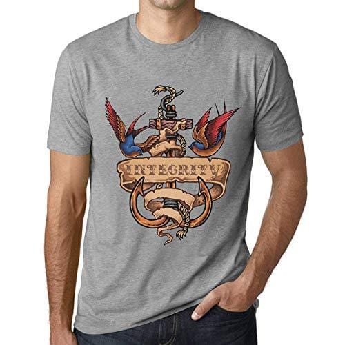 Ultrabasic - Homme T-Shirt Graphique Anchor Tattoo Integrity Gris Chiné