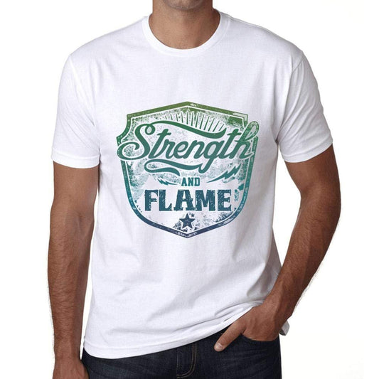 Homme T-Shirt Graphique Imprimé Vintage Tee Strength and Flame Blanc
