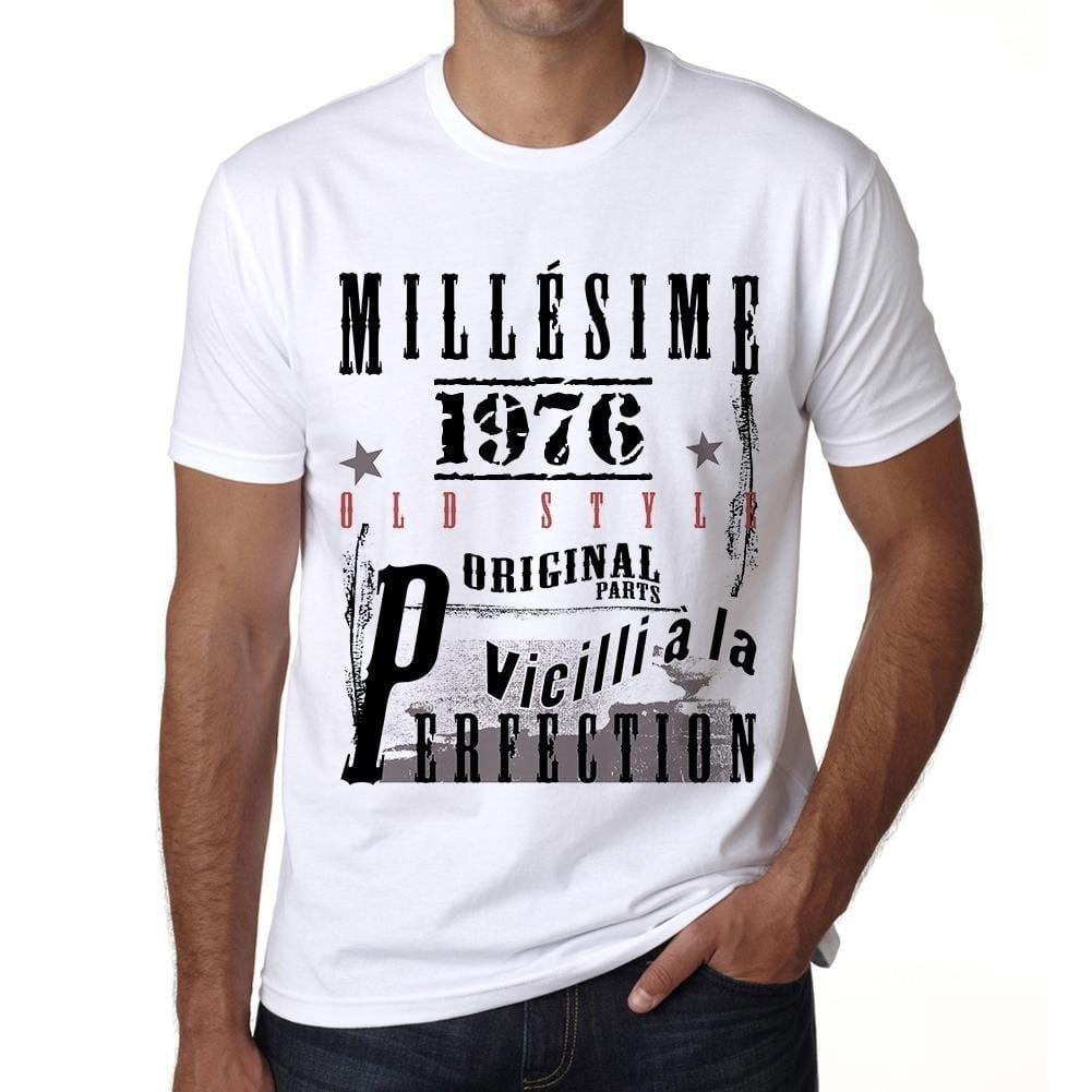 1976,Cadeaux,Anniversaire,Manches Courtes,Blanc,Homme T-Shirt