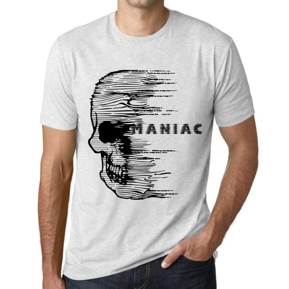 Homme T-Shirt Graphique Imprimé Vintage Tee Anxiety Skull Maniac Blanc Chiné