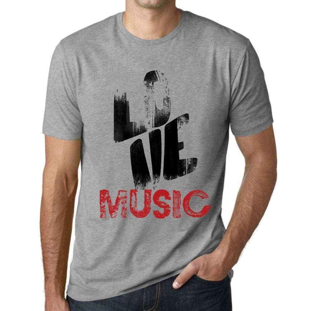 Ultrabasic - Homme T-Shirt Graphique Love Music Gris Chiné