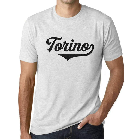 Ultrabasic - Homme Graphique Torino T-Shirt Imprimé Lettres Blanc Chiné