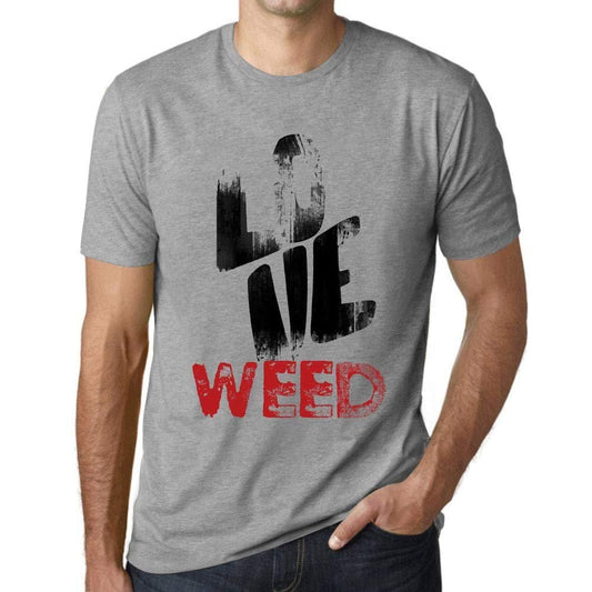 Ultrabasic - Homme T-Shirt Graphique Love Weed Gris Chiné
