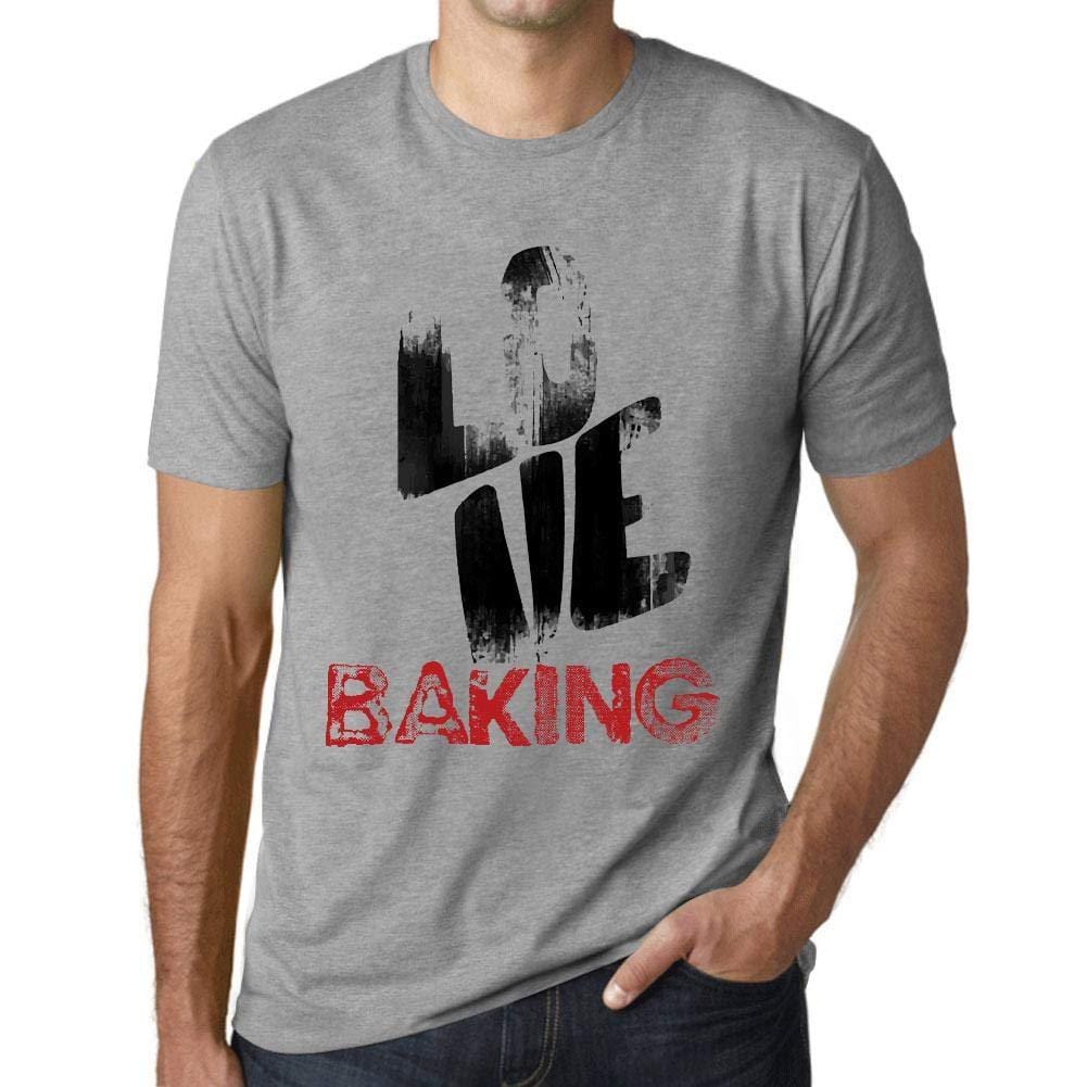 Ultrabasic - Homme T-Shirt Graphique Love Baking Gris Chiné