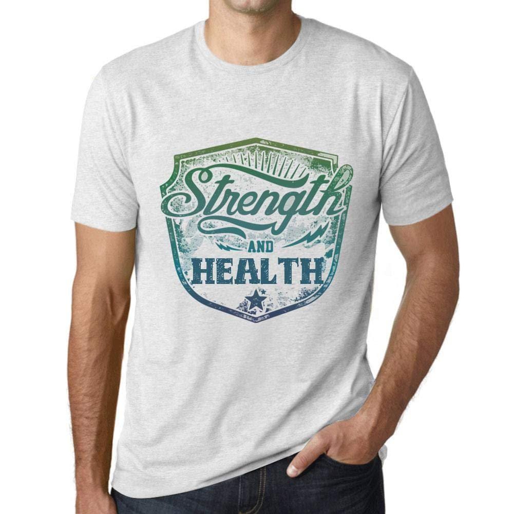 Homme T-Shirt Graphique Imprimé Vintage Tee Strength and Health Blanc Chiné