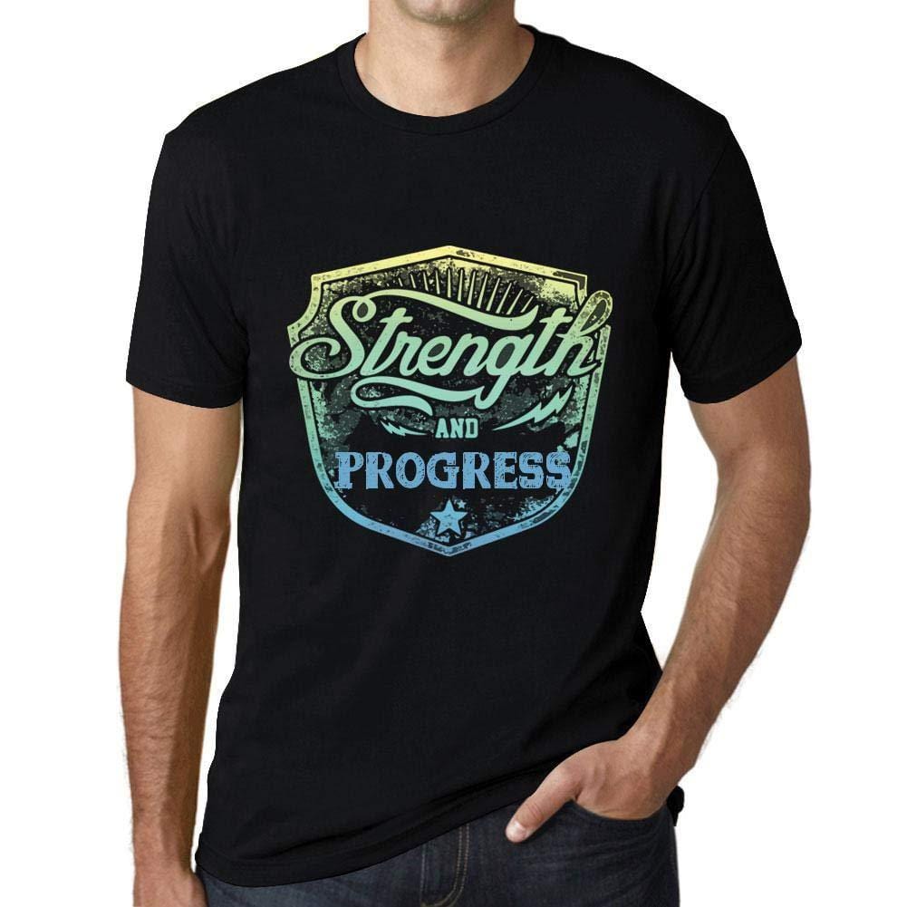 Homme T-Shirt Graphique Imprimé Vintage Tee Strength and Progress Noir Profond