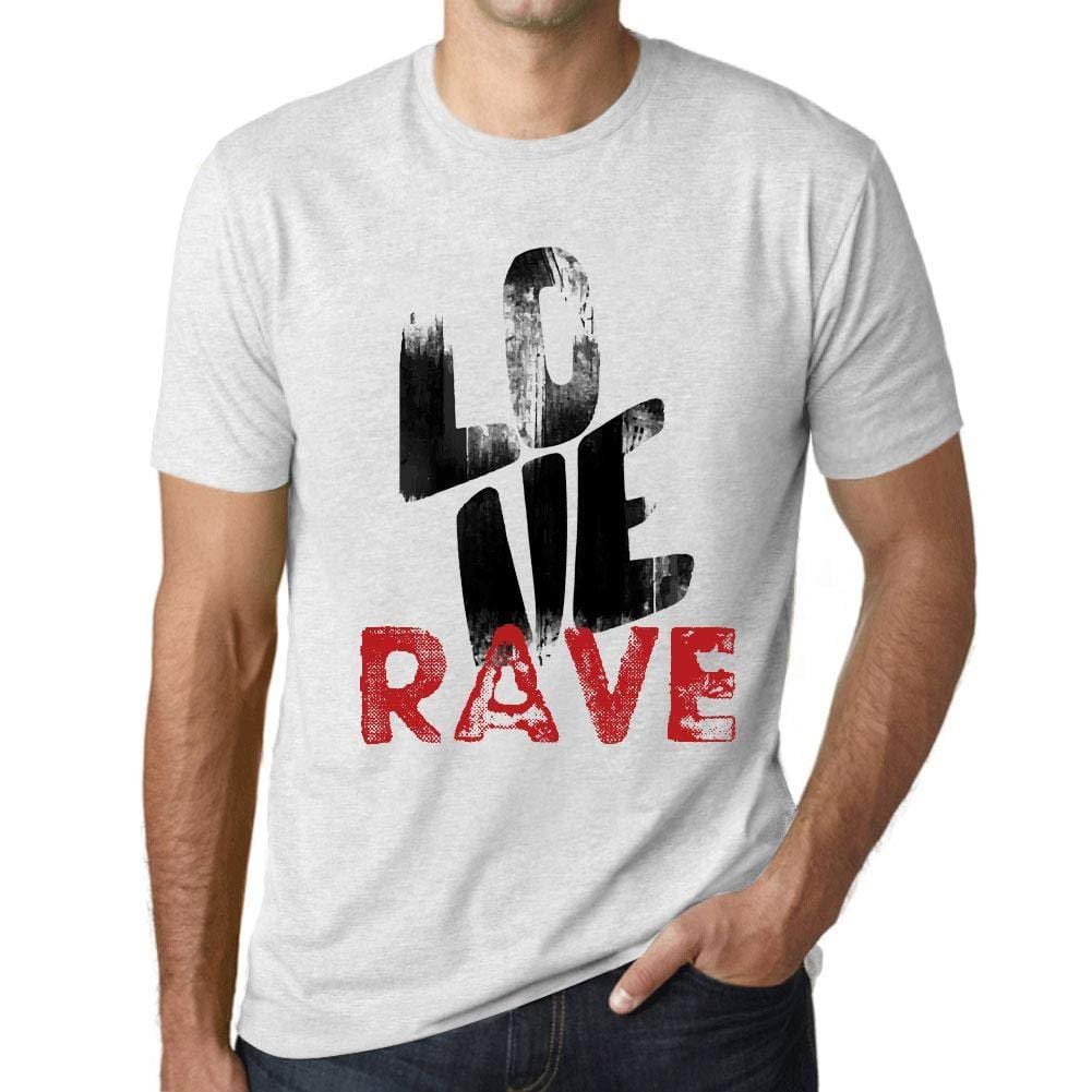 Ultrabasic - Homme T-Shirt Graphique Love Rave Blanc Chiné