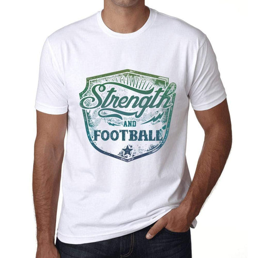 Homme T-Shirt Graphique Imprimé Vintage Tee Strength and Football Blanc