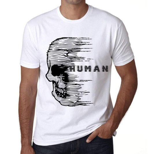 Homme T-Shirt Graphique Imprimé Vintage Tee Anxiety Skull Human Blanc