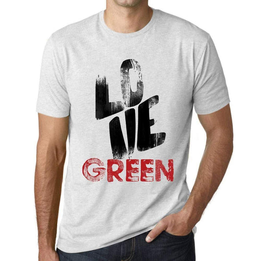 Ultrabasic - Homme T-Shirt Graphique Love Green Blanc Chiné