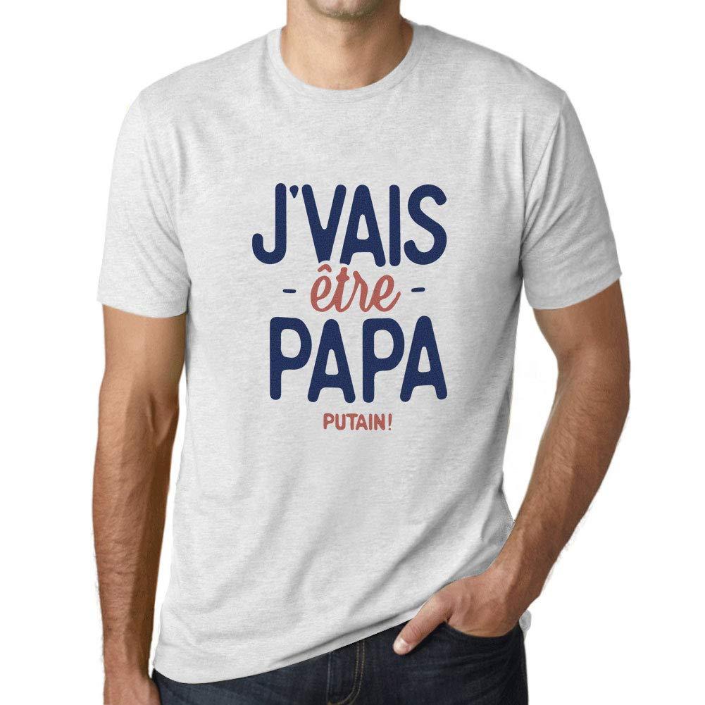 Ultrabasic - Graphique Homme J'vais Être Papa Putain T-Shirt Marine Lettre Blanc Chiné