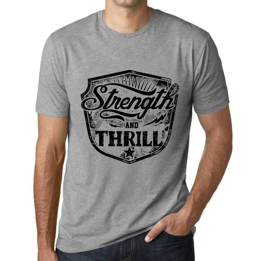 Homme T-Shirt Graphique Imprimé Vintage Tee Strength and Thrill Gris Chiné