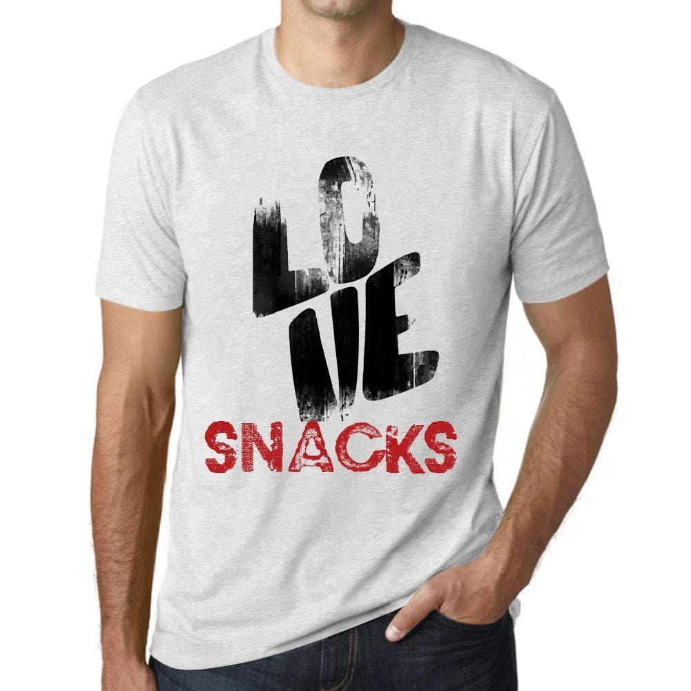 Ultrabasic - Homme T-Shirt Graphique Love Snacks Blanc Chiné