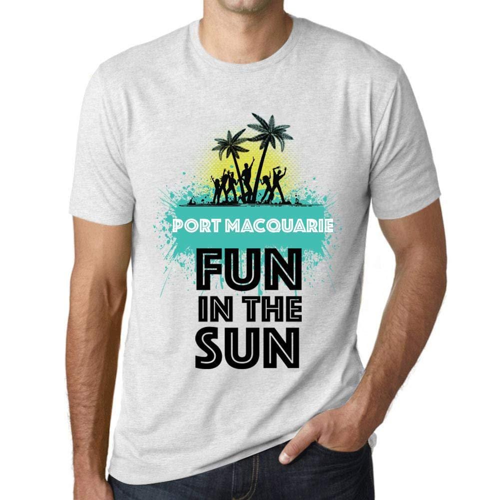 Homme T Shirt Graphique Imprimé Vintage Tee Summer Dance Port MACQUARIE Blanc Chiné