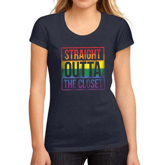 Ultrabasic Women's Graphic T-Shirt LGBT Straight Outta The Closet French Navy
