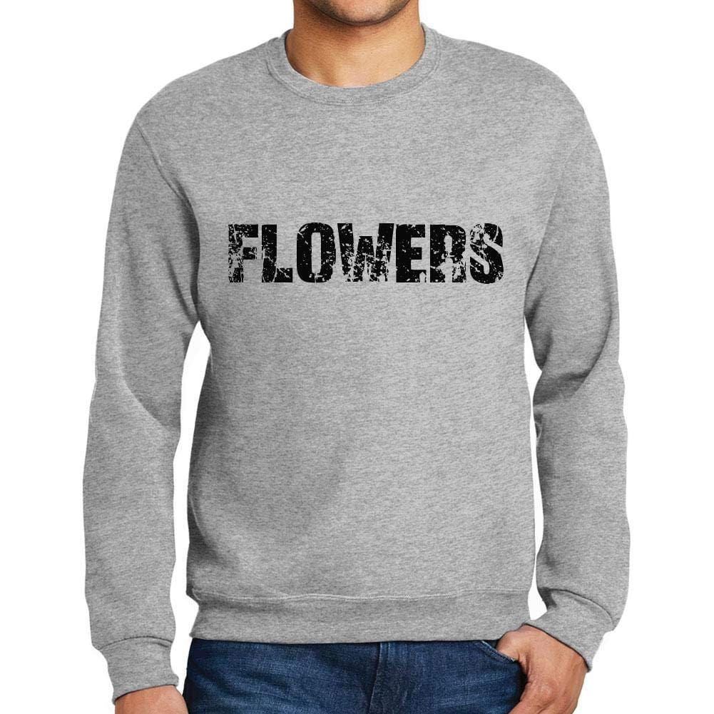 Ultrabasic Homme Imprimé Graphique Sweat-Shirt Popular Words Flowers Gris Chiné