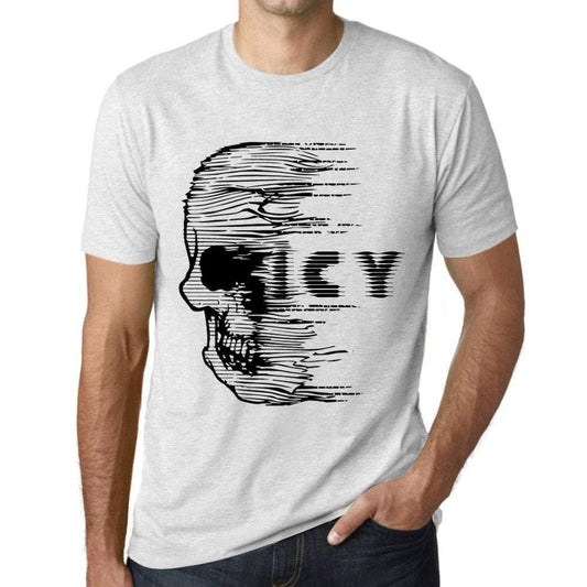 Homme T-Shirt Graphique Imprimé Vintage Tee Anxiety Skull ICY Blanc Chiné