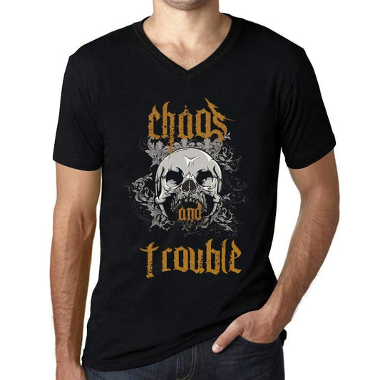 Ultrabasic - Homme Graphique Col V Tee Shirt Chaos and Trouble Noir Profond
