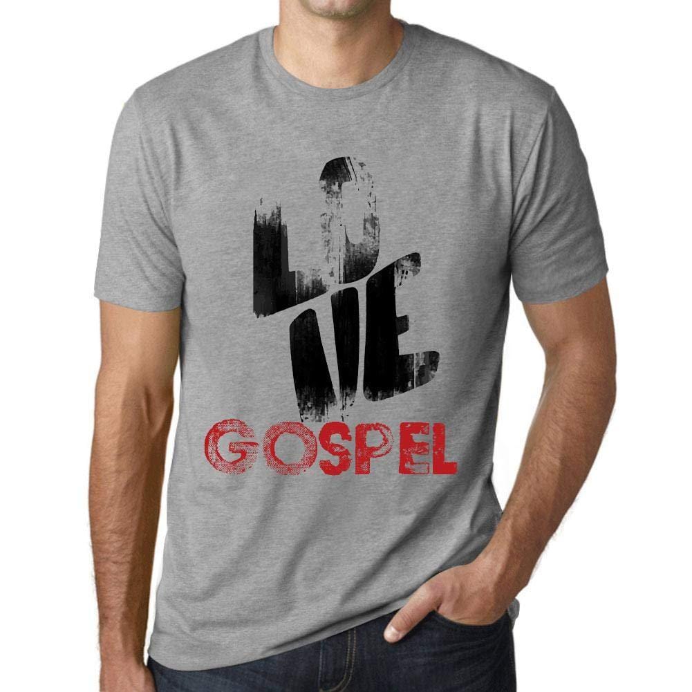 Ultrabasic - Homme T-Shirt Graphique Love Gospel Gris Chiné