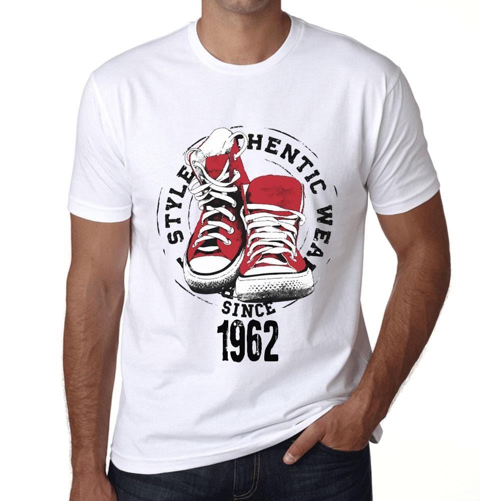 Men&rsquo;s Vintage Tee Shirt Graphic T shirt Authentic Style Since 1962 White - Ultrabasic