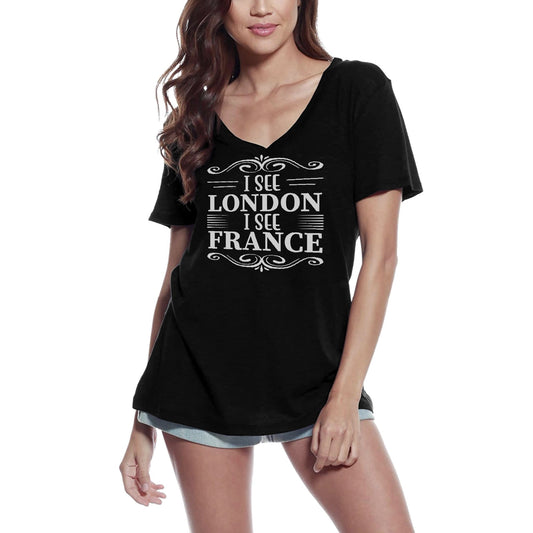 ULTRABASIC Women's T-Shirt I See London I See France - Heart Short Sleeve Tee Shirt Tops