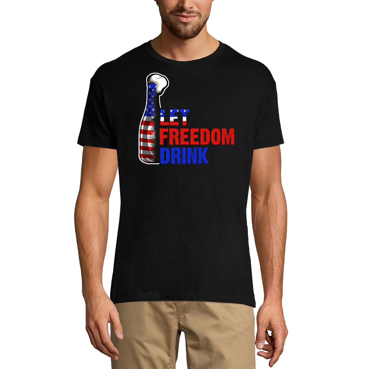 ULTRABASIC Men's T-Shirt Let Freedom Drink American Flag - Beer Lover Tee Shirt for Men