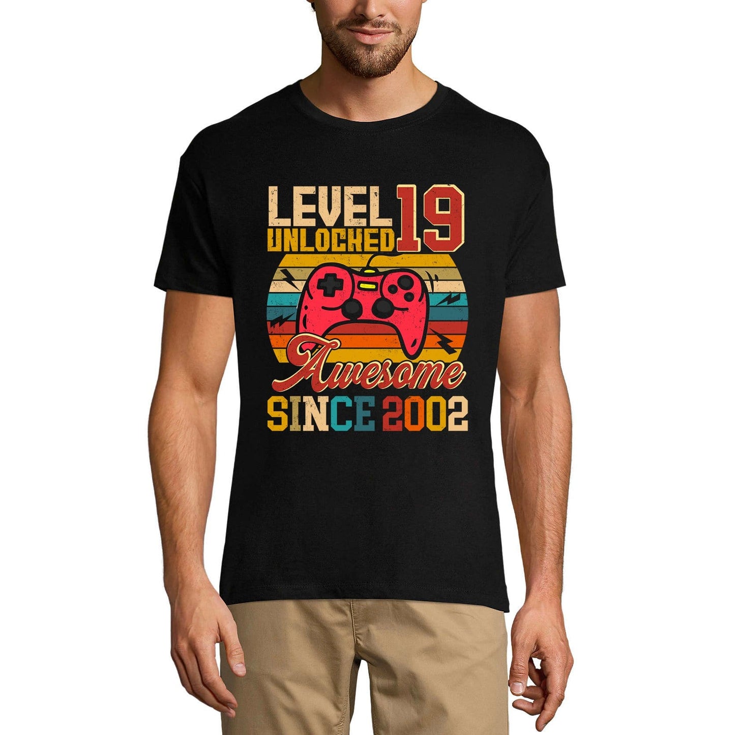 ULTRABASIC Men's Gaming T-Shirt Level 19 Unlocked - Gamer Gift Tee Shirt for 19th Birthday