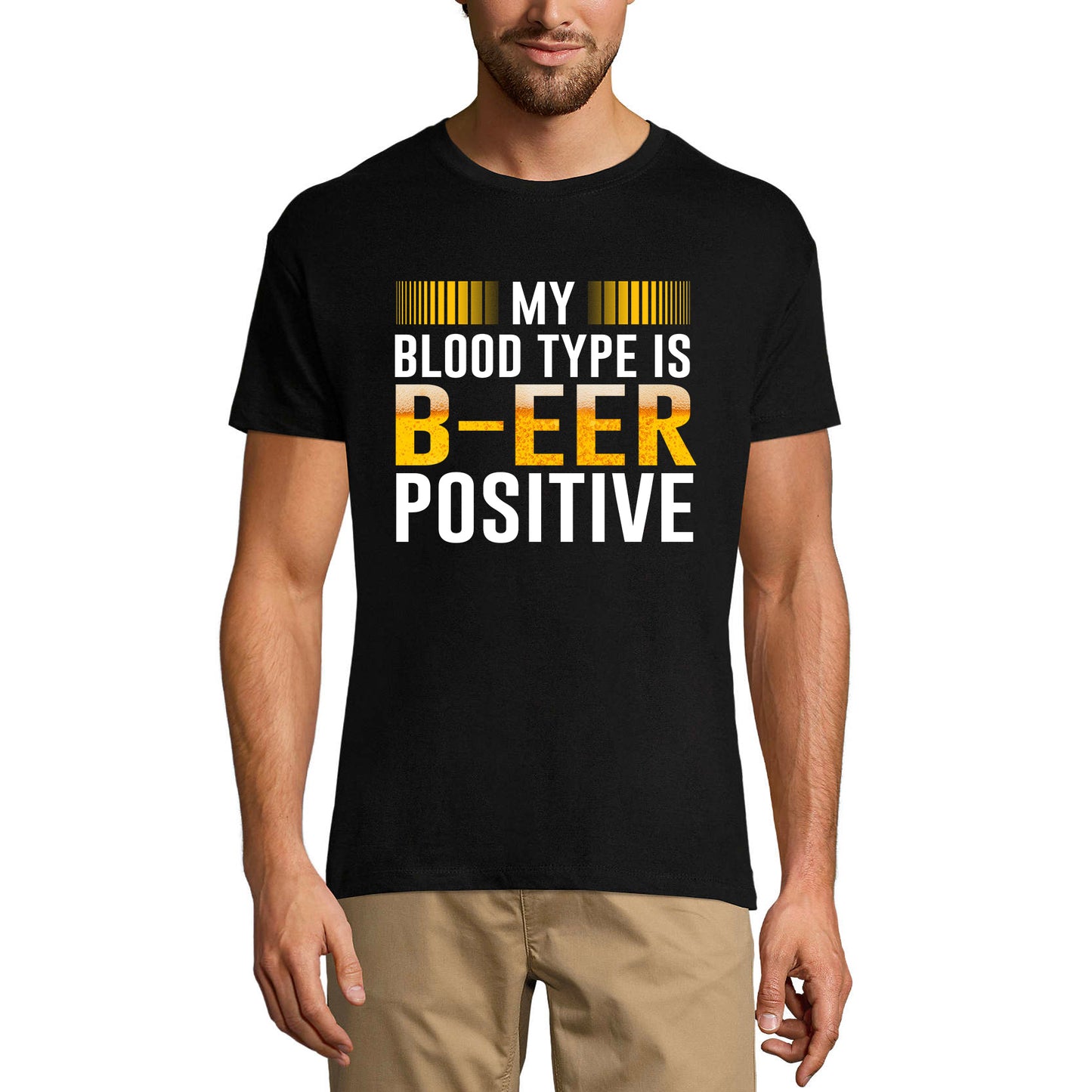 ULTRABASIC Men's Funny T-Shirt My Blood Type Is B-eer Positive - Beer Lover Tee Shirt