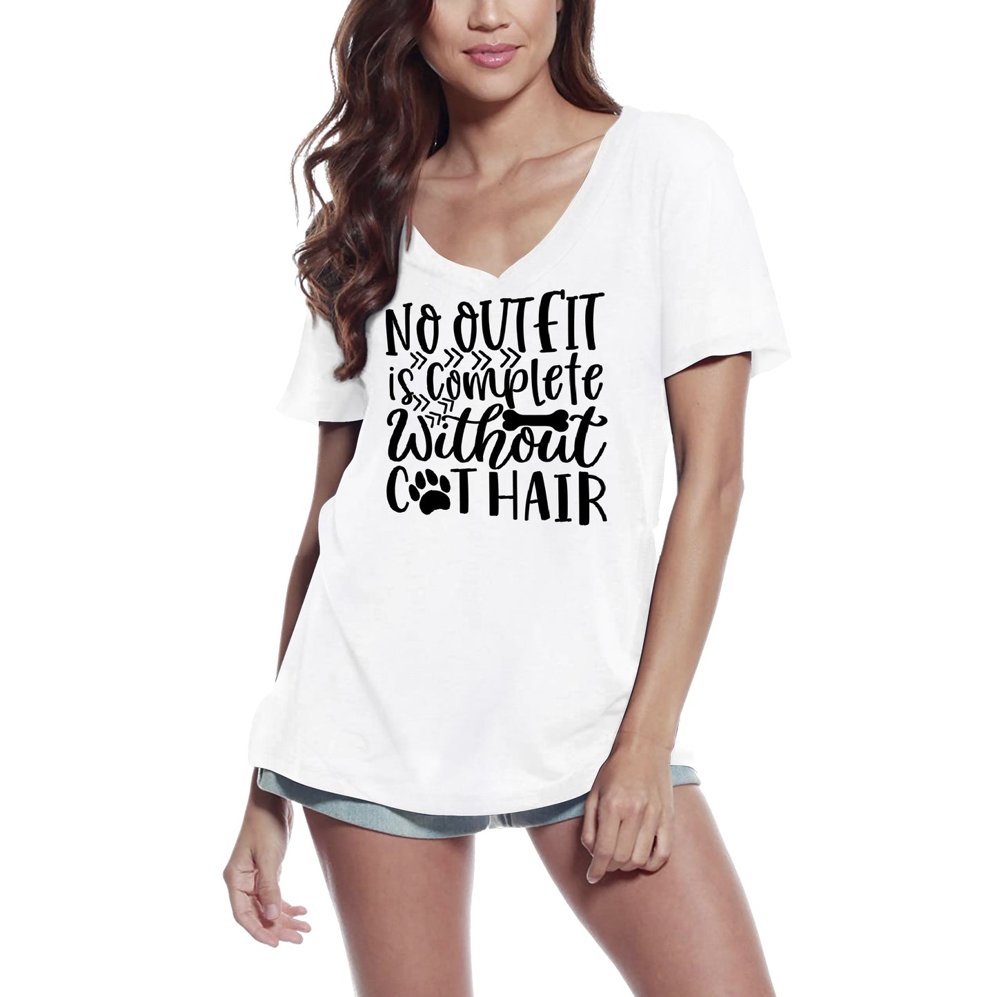 ULTRABASIC Women's T-Shirt No Outfit Is Complete Without Cat Hair - Short Sleeve Tee Shirt Tops