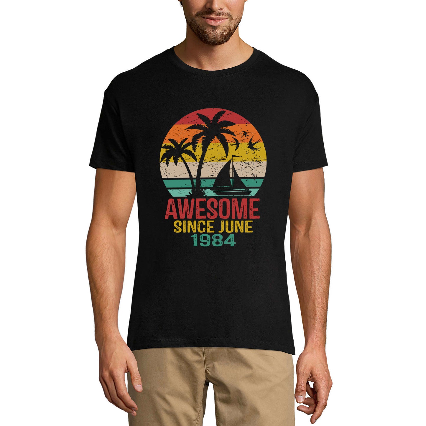 ULTRABASIC Men's T-Shirt Awesome Since June 1984 - Retro Sunset 36th Birthday Gift Tee Shirt