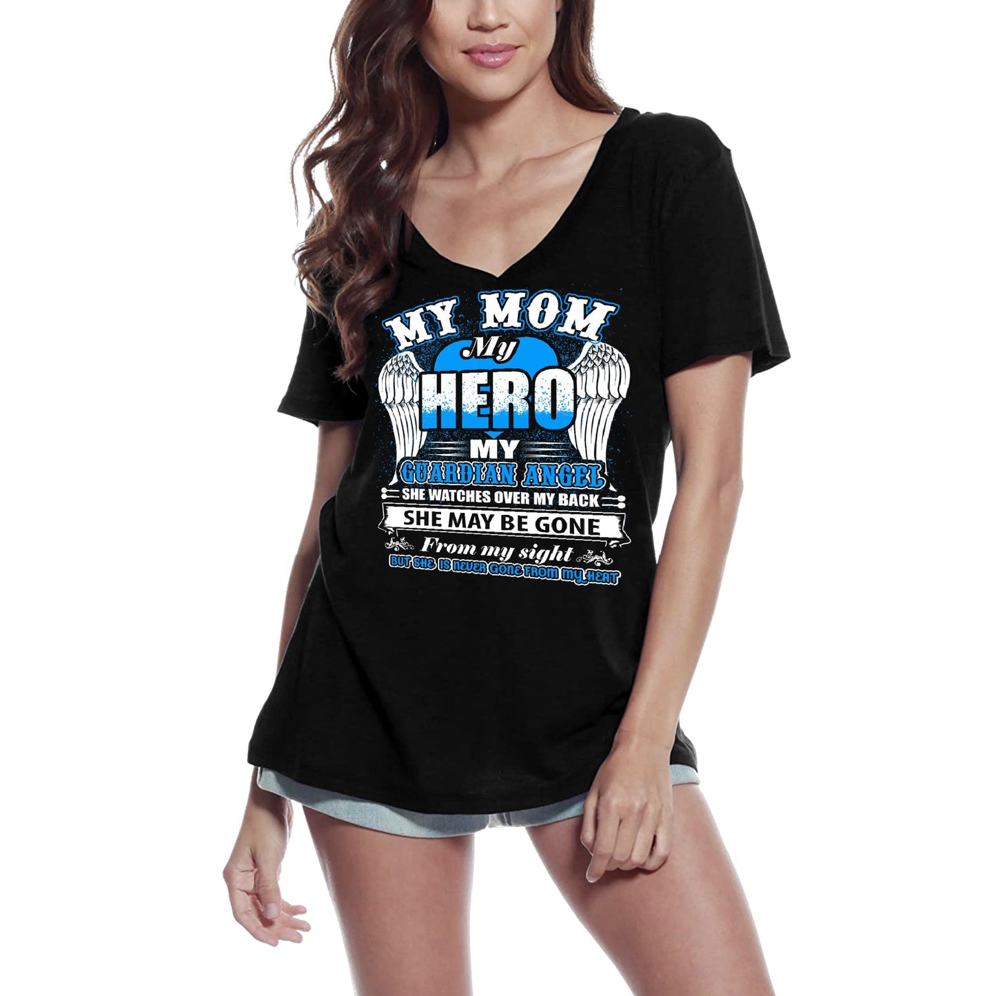 ULTRABASIC Women's T-Shirt My Mom My Hero My Guardian Angel - Casual Vintage Tee Shirt