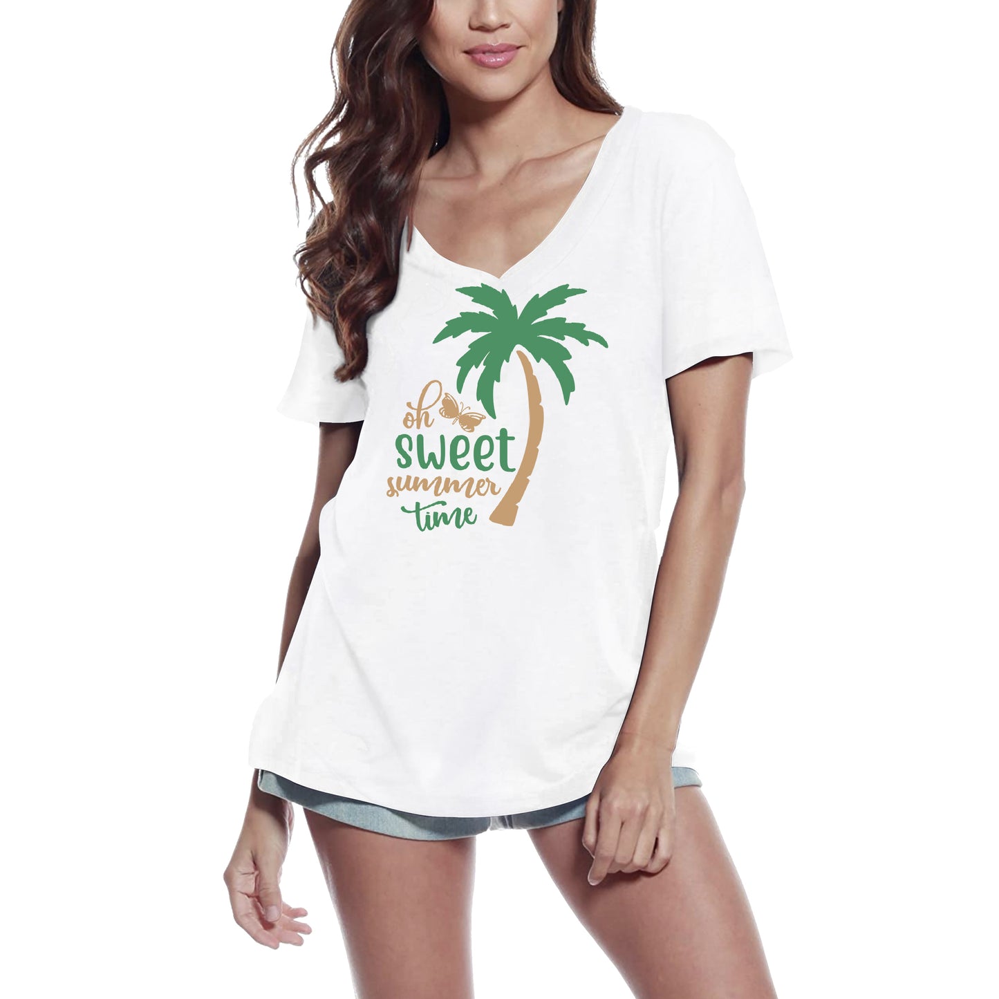 ULTRABASIC Women's T-Shirt Sweet Summer Time - Palm Tree Short Sleeve Tee Shirt Tops
