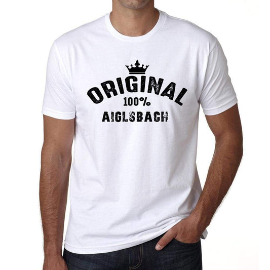 Aiglsbach 100% German City White Mens Short Sleeve Round Neck T-Shirt 00001 - Casual