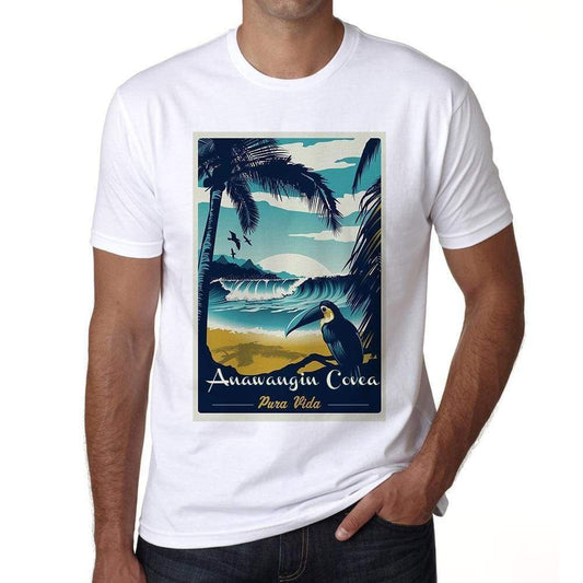 Anawangin Covea Pura Vida Beach Name White Mens Short Sleeve Round Neck T-Shirt 00292 - White / S - Casual