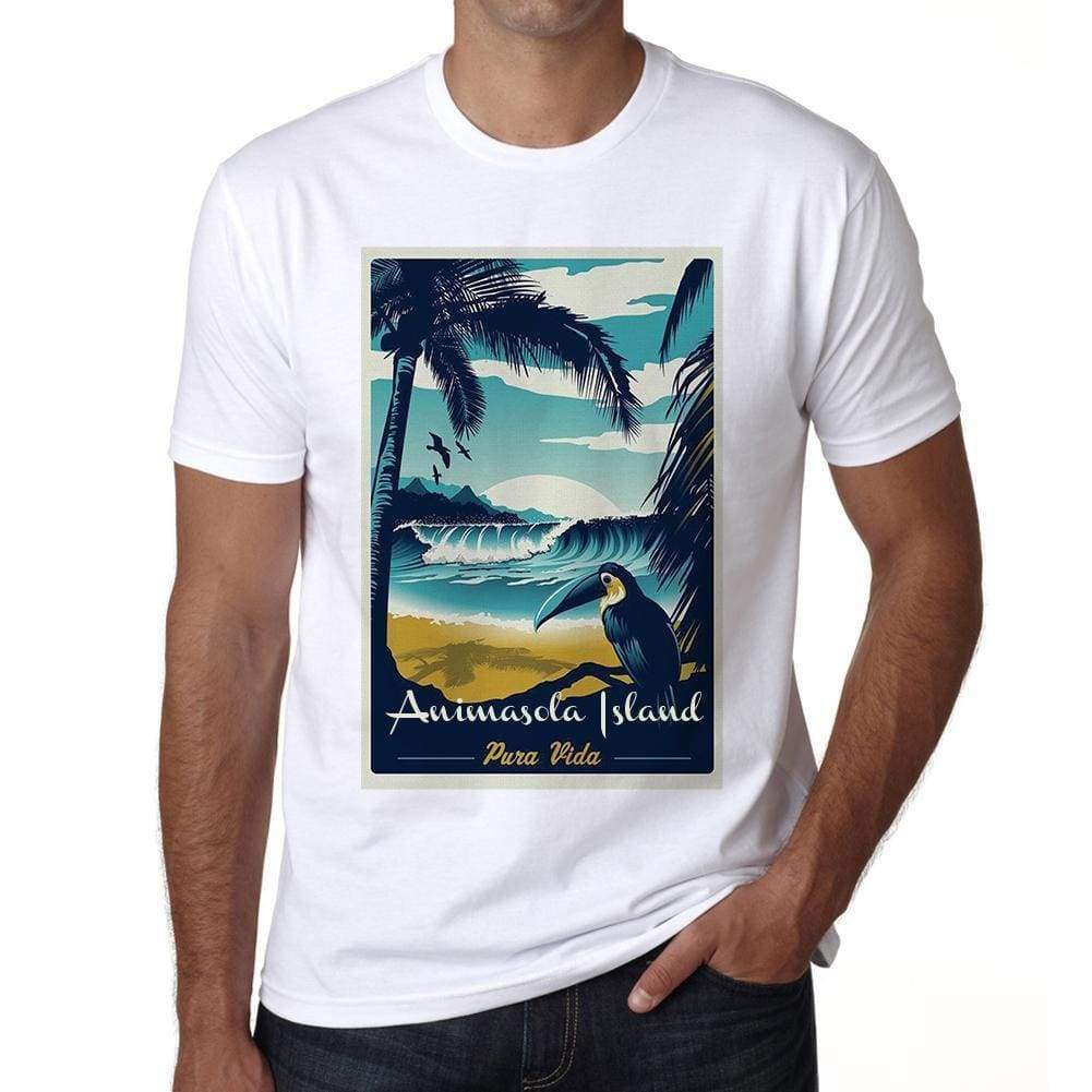 Animasola Island Pura Vida Beach Name White Mens Short Sleeve Round Neck T-Shirt 00292 - White / S - Casual