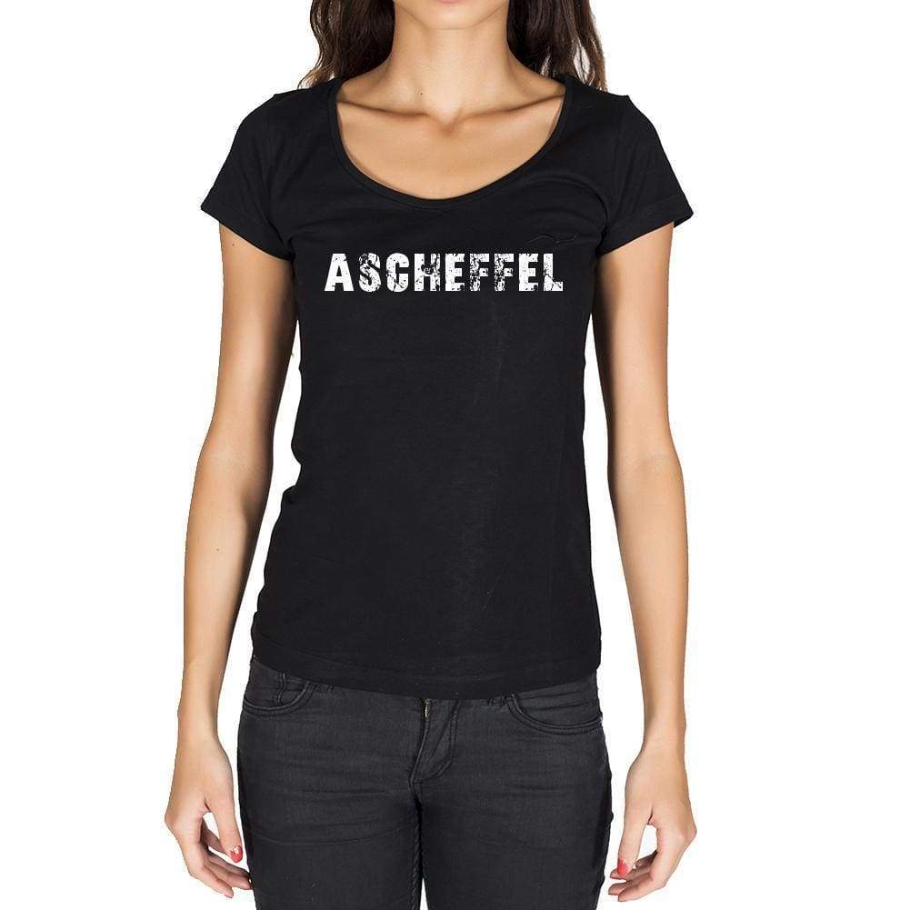 Ascheffel German Cities Black Womens Short Sleeve Round Neck T-Shirt 00002 - Casual