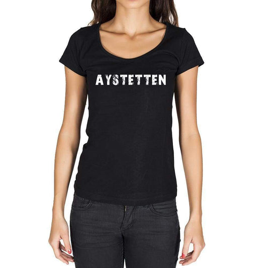 Aystetten German Cities Black Womens Short Sleeve Round Neck T-Shirt 00002 - Casual