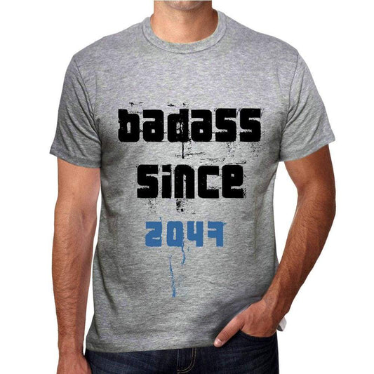 Badass Since 2047 Mens T-Shirt Grey Birthday Gift 00430 - Grey / S - Casual
