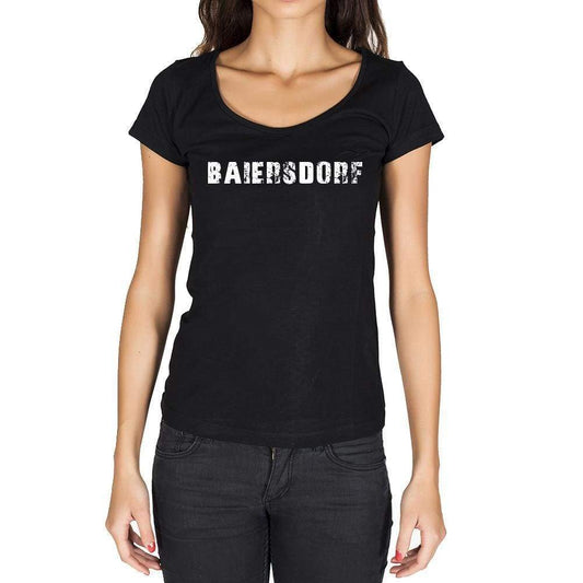 Baiersdorf German Cities Black Womens Short Sleeve Round Neck T-Shirt 00002 - Casual