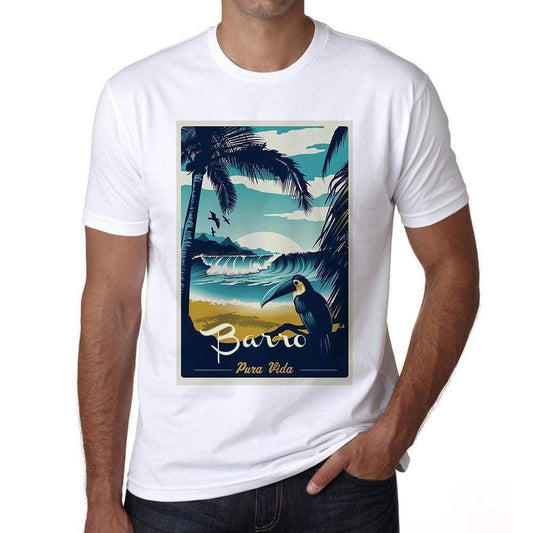 Barro Pura Vida Beach Name White Mens Short Sleeve Round Neck T-Shirt 00292 - White / S - Casual