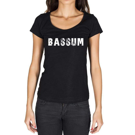Bassum German Cities Black Womens Short Sleeve Round Neck T-Shirt 00002 - Casual