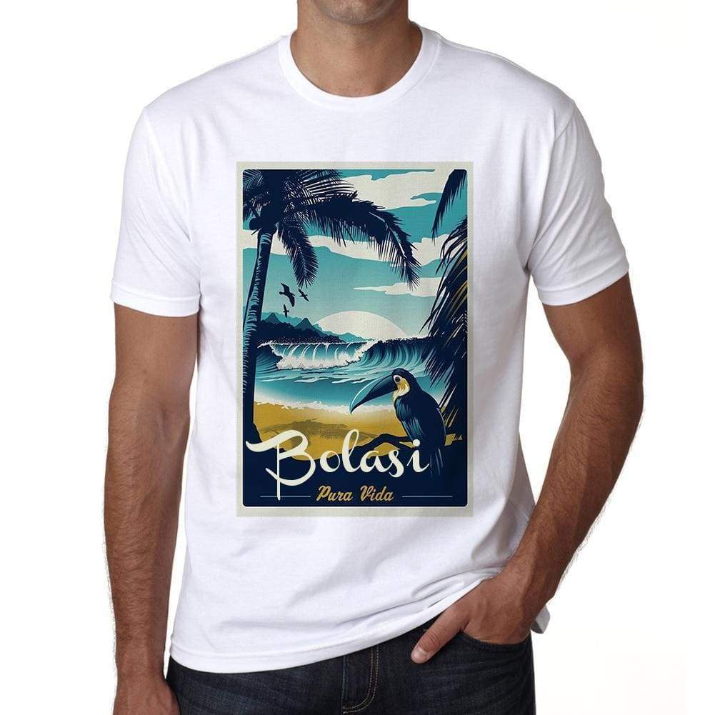 Bolasi Pura Vida Beach Name White Mens Short Sleeve Round Neck T-Shirt 00292 - White / S - Casual