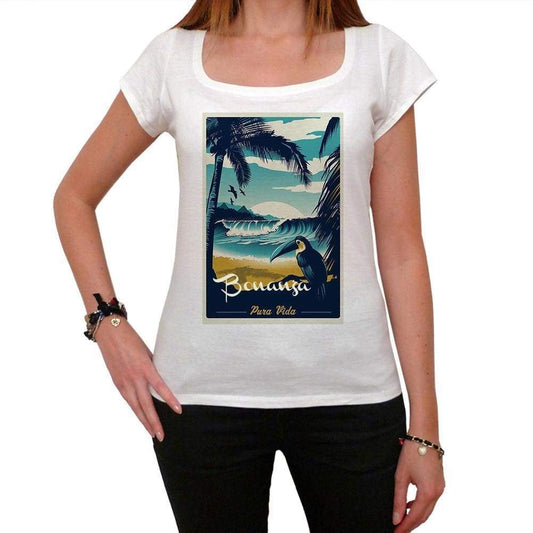 Bonanza Pura Vida Beach Name White Womens Short Sleeve Round Neck T-Shirt 00297 - White / Xs - Casual