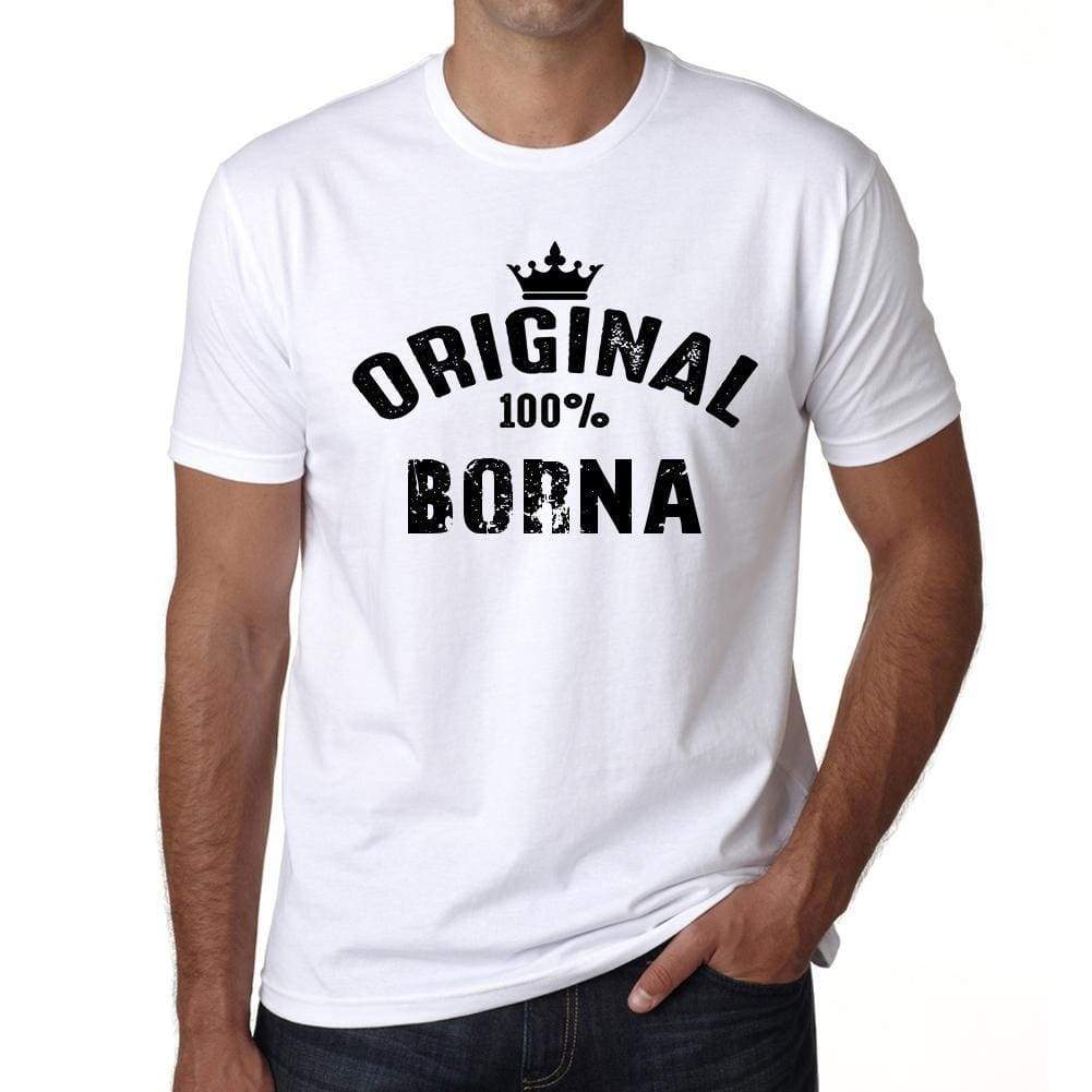 Borna 100% German City White Mens Short Sleeve Round Neck T-Shirt 00001 - Casual