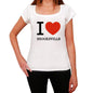Brooksville I Love Citys White Womens Short Sleeve Round Neck T-Shirt 00012 - White / Xs - Casual
