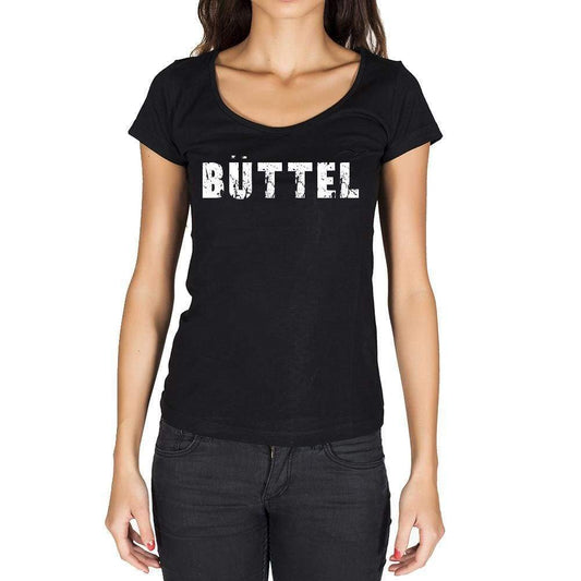 Büttel German Cities Black Womens Short Sleeve Round Neck T-Shirt 00002 - Casual