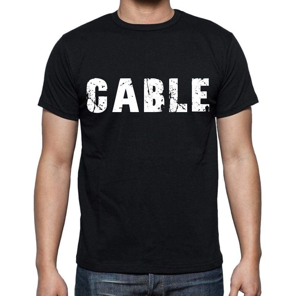 Cable Mens Short Sleeve Round Neck T-Shirt Black T-Shirt En
