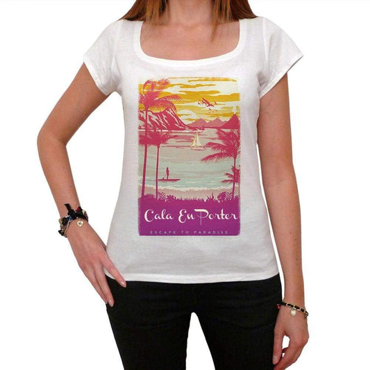 Cala En Porter Escape To Paradise Womens Short Sleeve Round Neck T-Shirt 00280 - White / Xs - Casual
