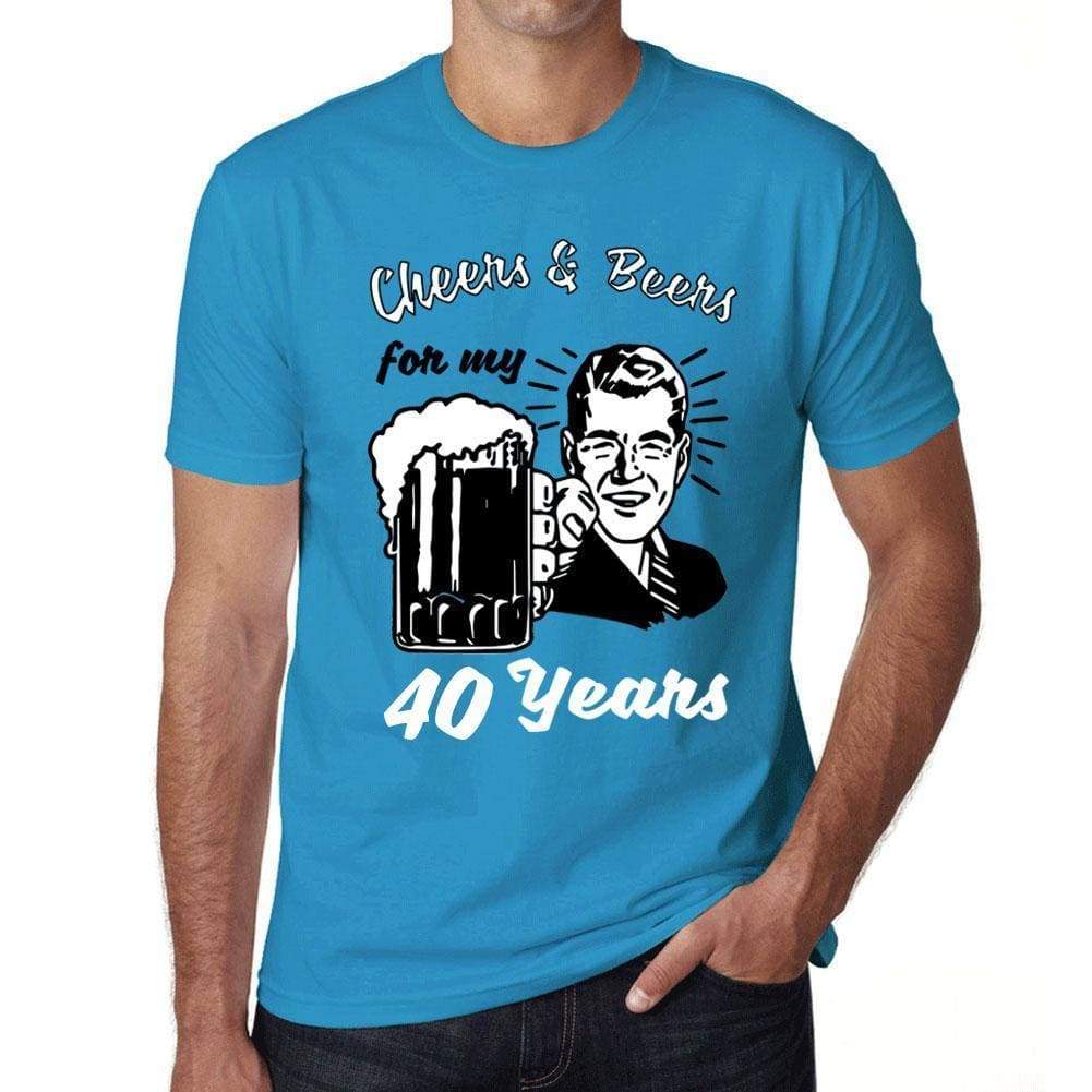 Cheers And Beers For My 40 Years Mens T-Shirt Blue 40Th Birthday Gift 00417 - Blue / Xs - Casual